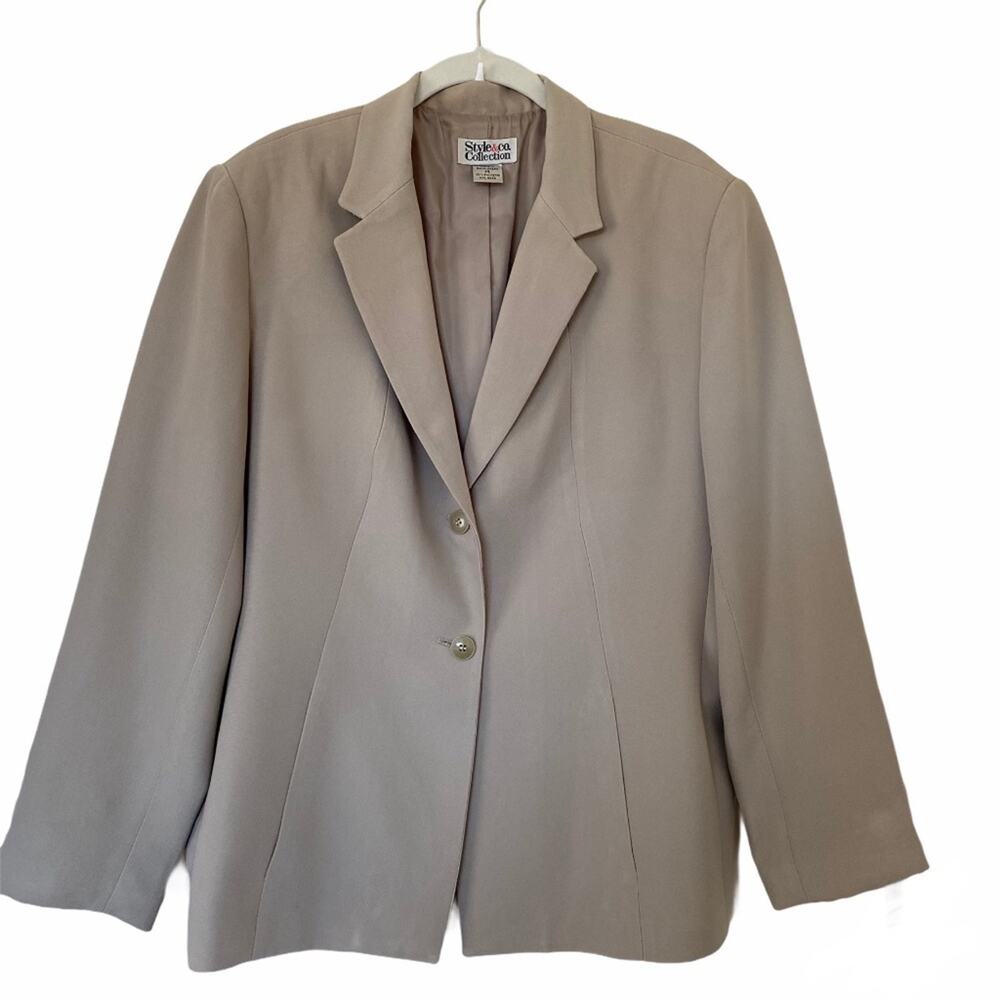 Style & Co Collection Fully Lined Blazer Jacket Beige Tan Size 14